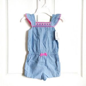 NWT Carter's Neon Embroidered Romper Size 5T
